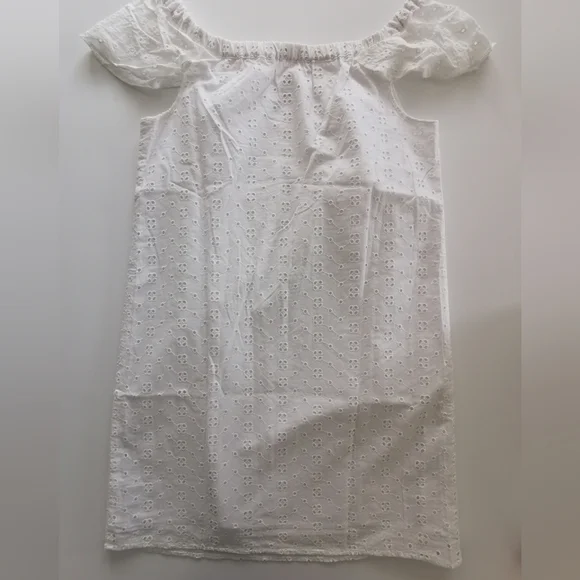 J. Crew White Cotton Eyelet Cap Shoulder Strap Detail Mini Dress - Picture 2 of 6